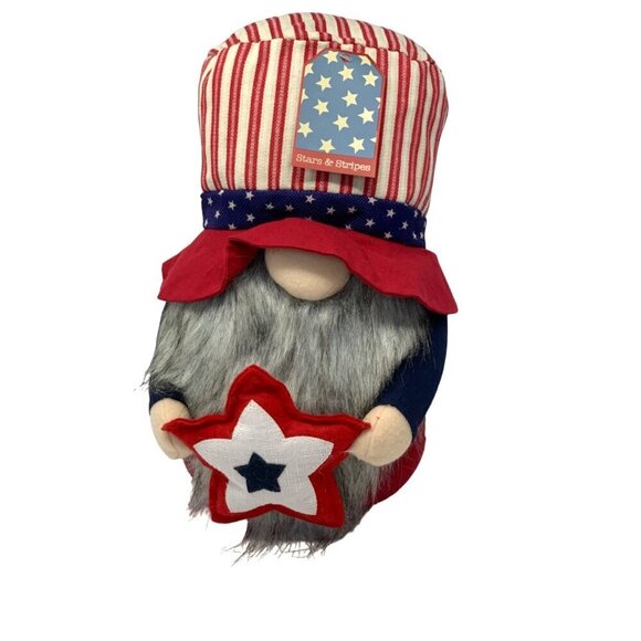 Patriotic Stars Stripes Gnome Chubby Plush Weighted 4th of July Red New 13 inch - Picture 8 of 8
